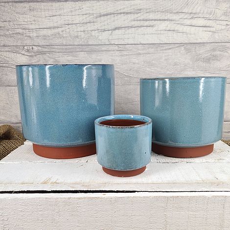 Coastal Blue Ceramic Planters